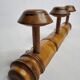 Ancien portemanteau rustique en bois tourné à l'imitation du bambou 1900, 3 patères