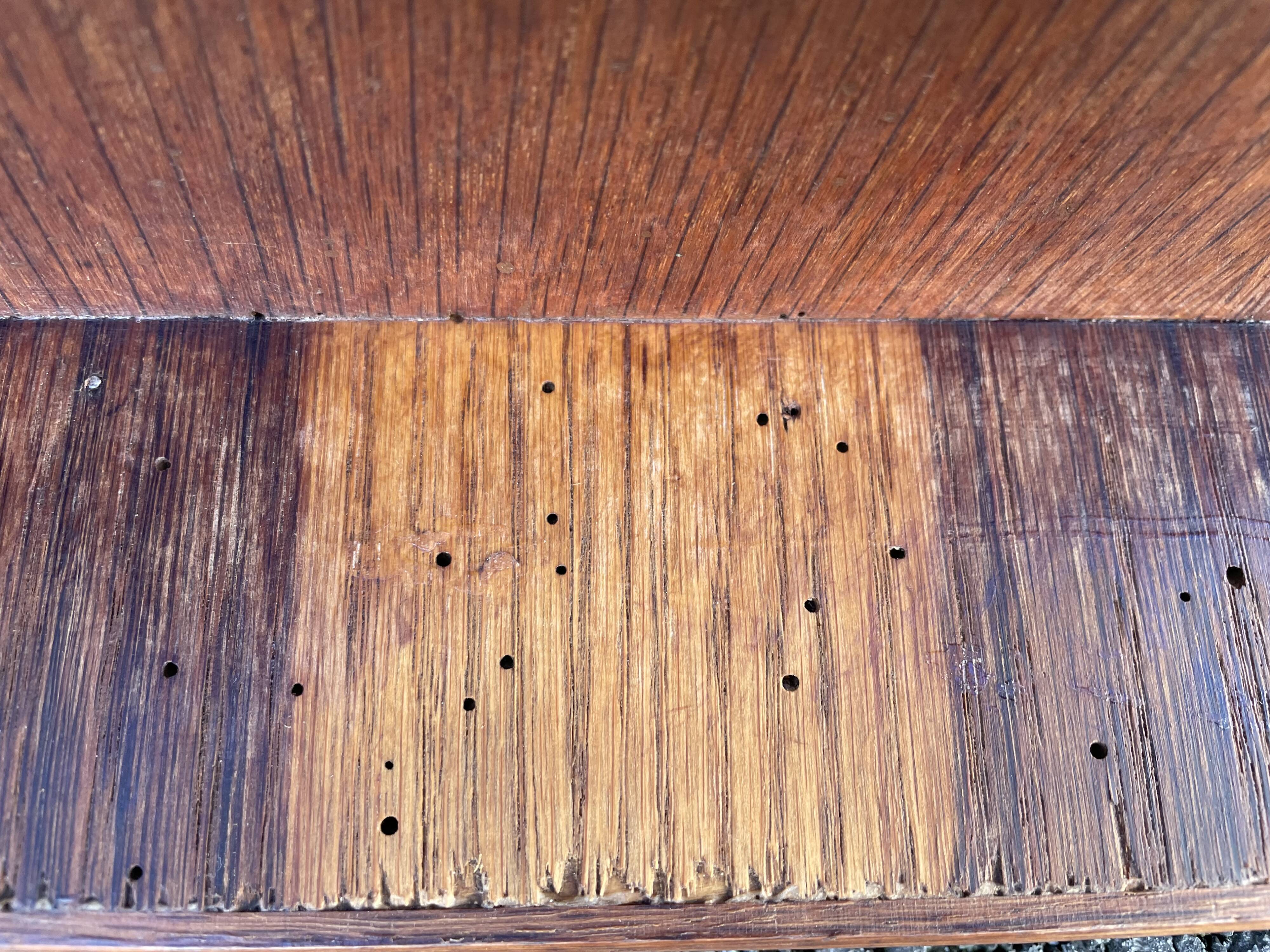 Modernist wooden desk with compass feet 1950