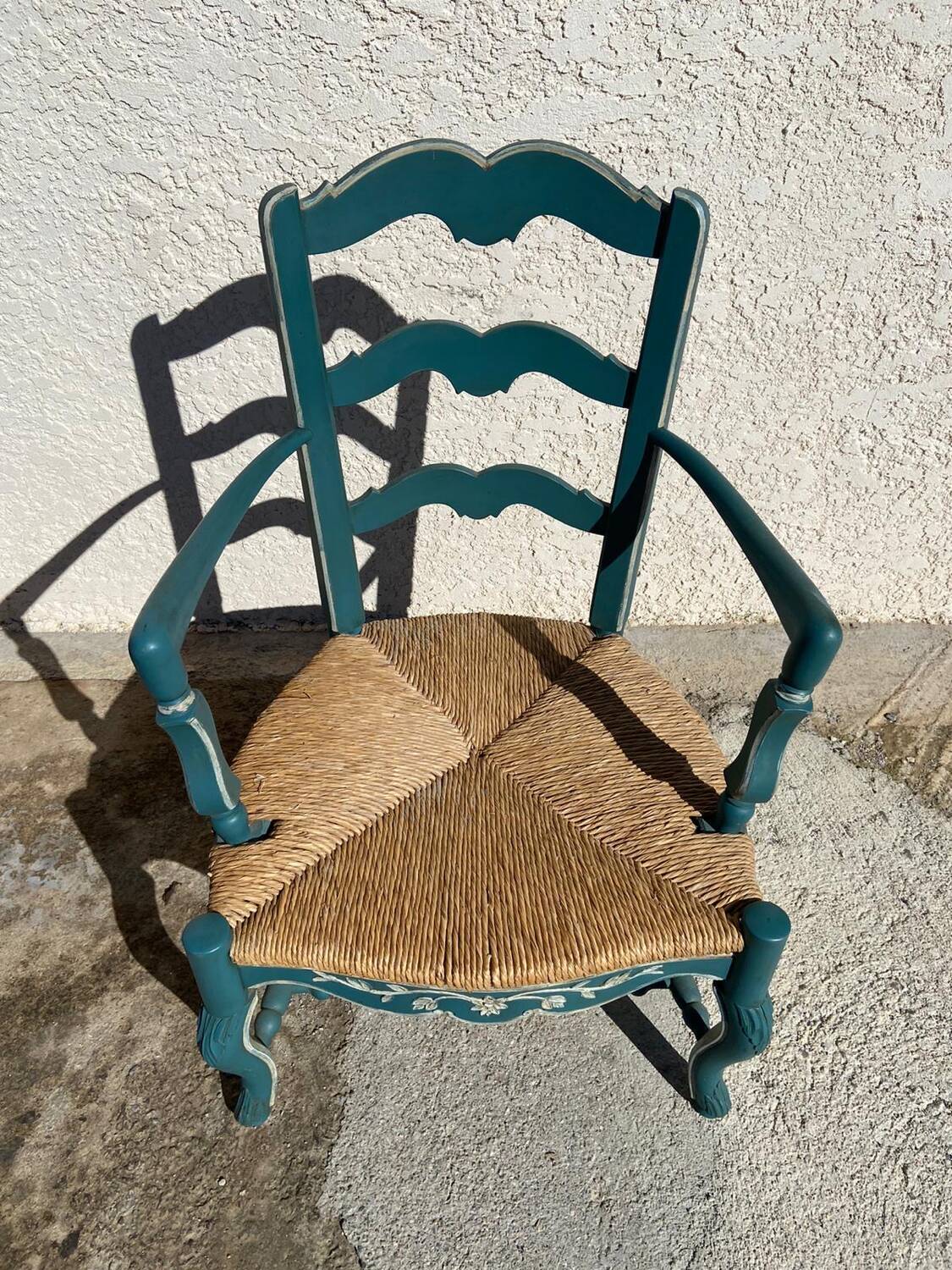 Provencal style straw armchair