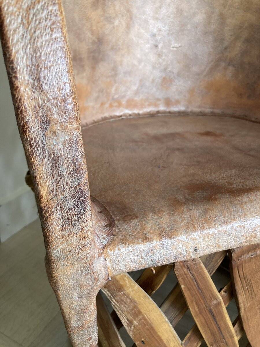 Equipale leather armchair, folk art - Mexico, 1970s