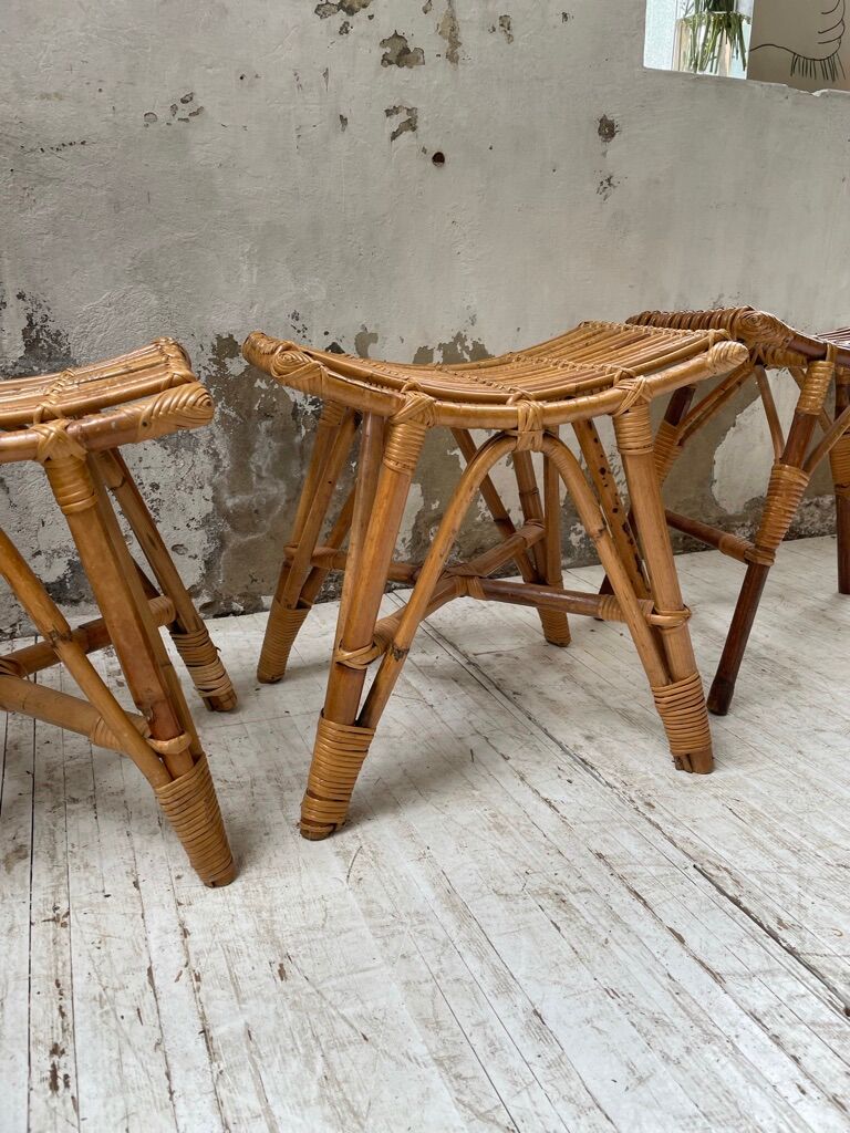 Set 3 rattan stools