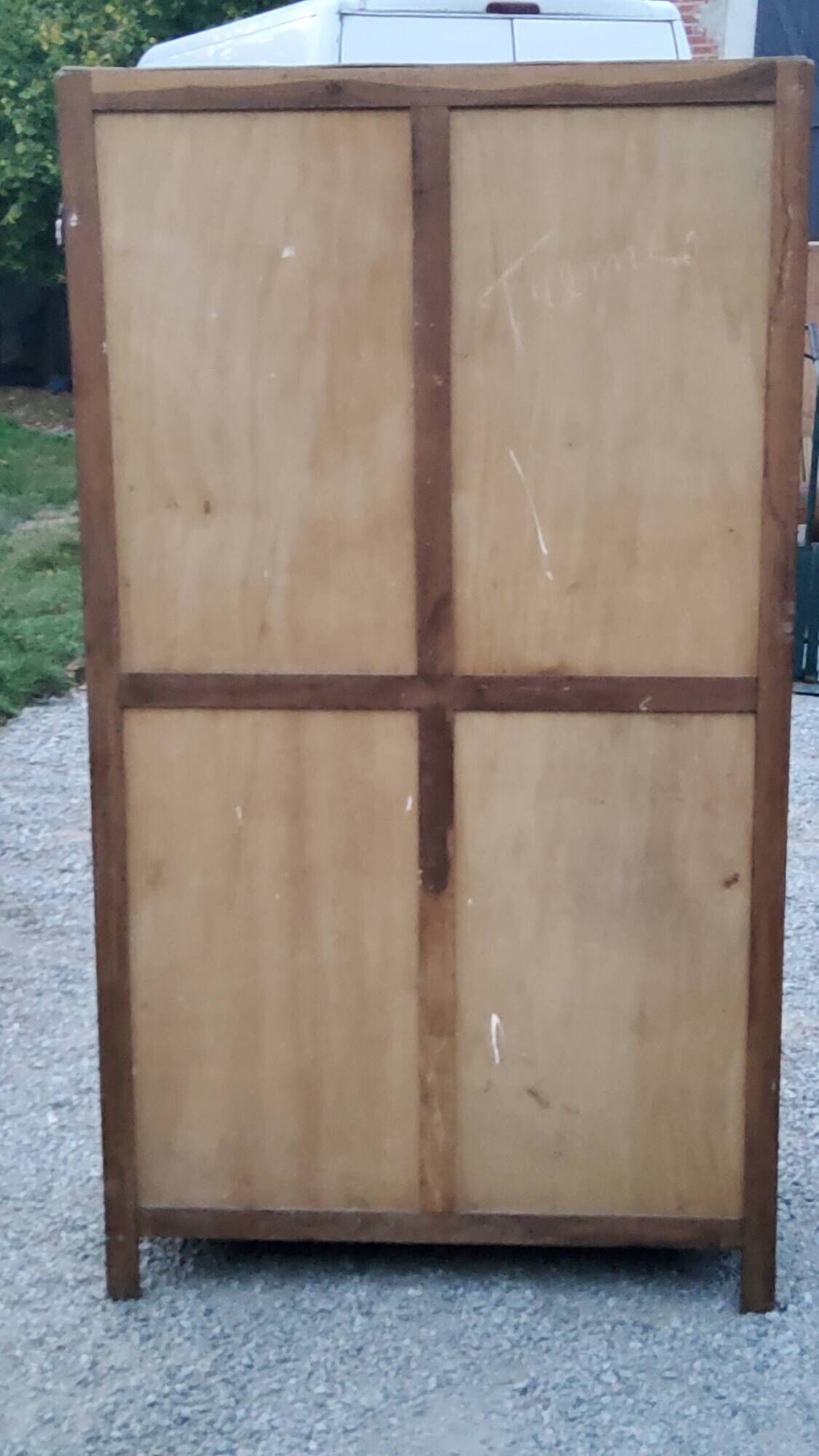 Parisian 2-door wardrobe in oak and poplar from the 1950s