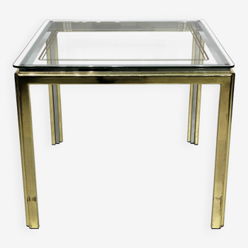 1970s brass and chrome side table renato zevi glass