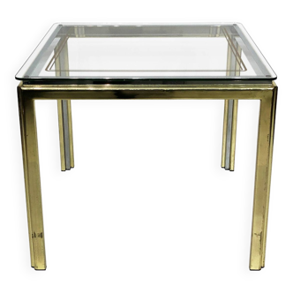 1970s brass and chrome side table renato zevi glass