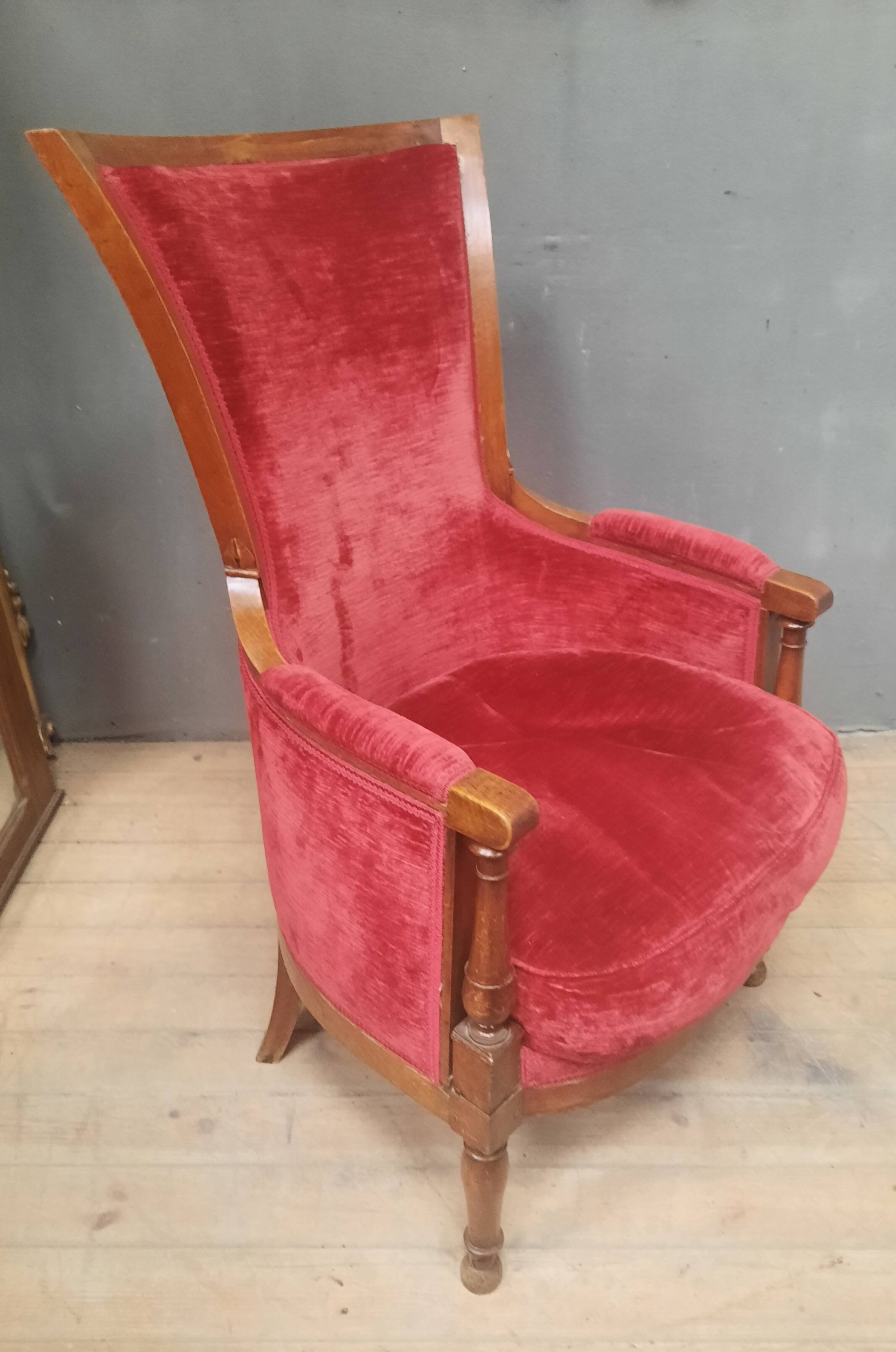 Directoire period bergère in red velvet.