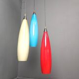 Vintage 3 glass pendant lights by Vistosi, 1970s