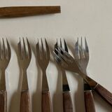 Set of 12 teak dessert forks 1960 Scandinavian
