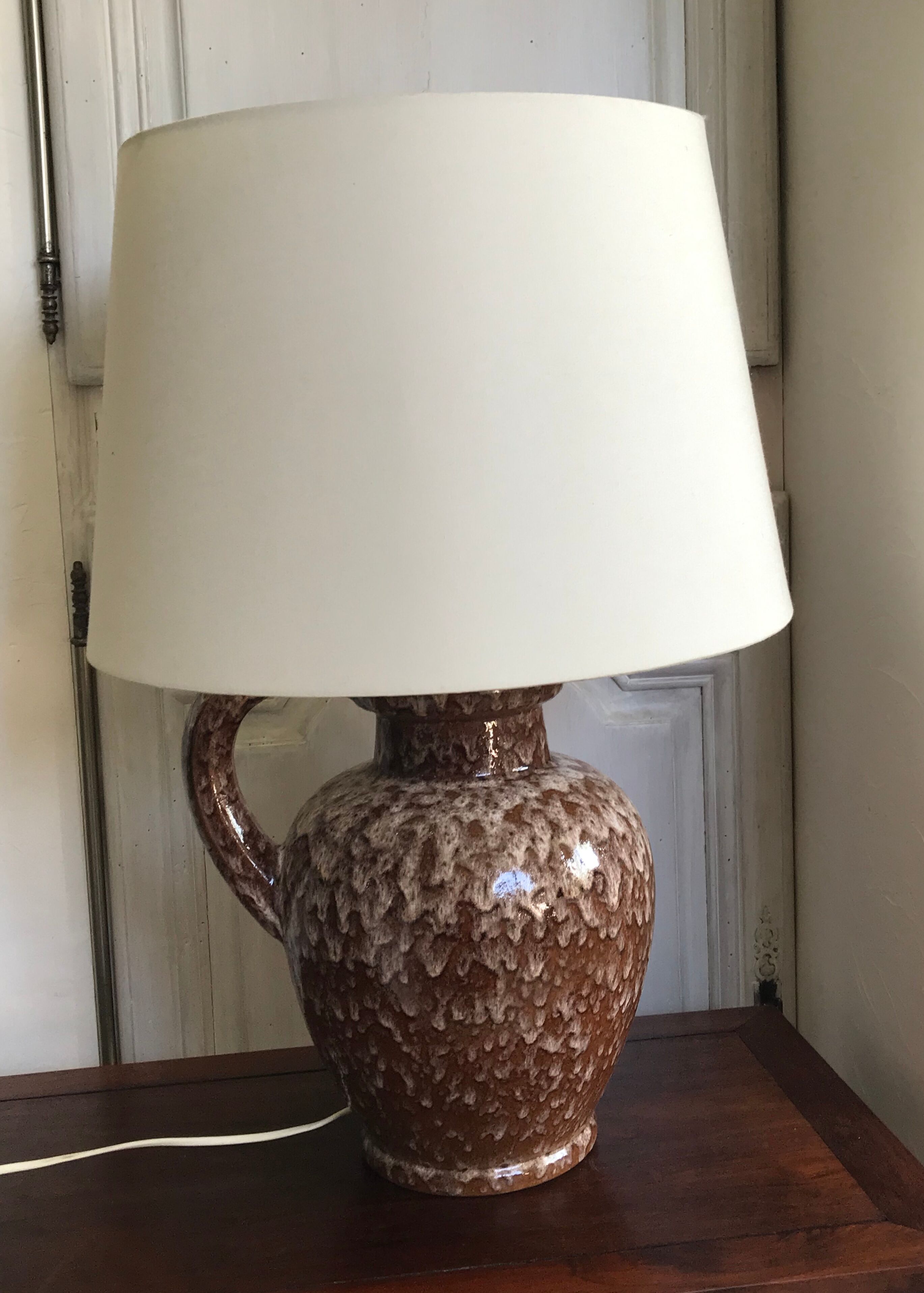 Vintage enamelled ceramic lamp