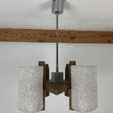 Scandinavian chandelier perspex and wood