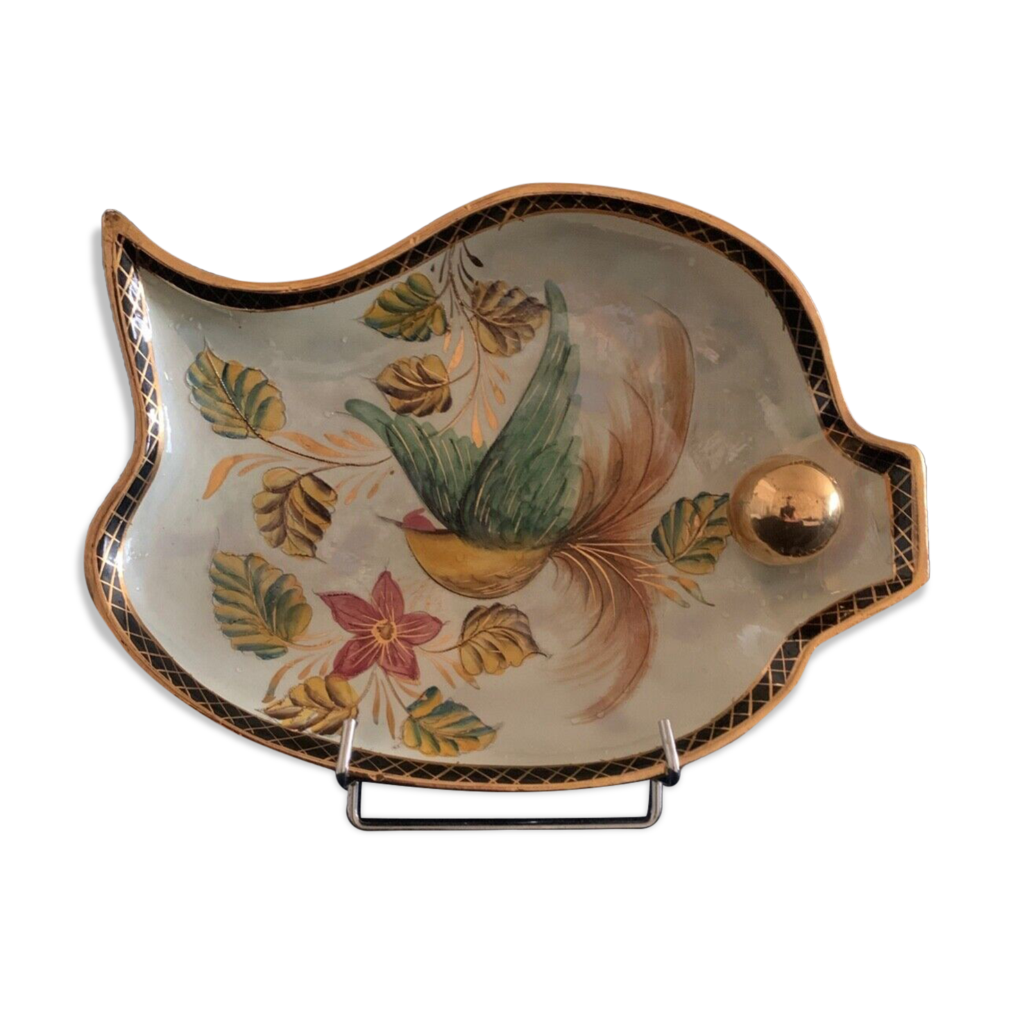 Tray, signed Bequet Quaregnon, Belgium, gilded with fine gold, numbered 14