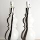 Sculptural Art Glass Murano Style Table Lamps, Black & White, 1960s, Set of 2