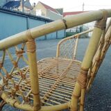 Old wicker rattan armchair