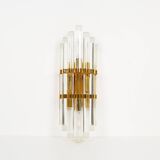 Large brass and glass 'Triedri' wall sconces by Novaresi