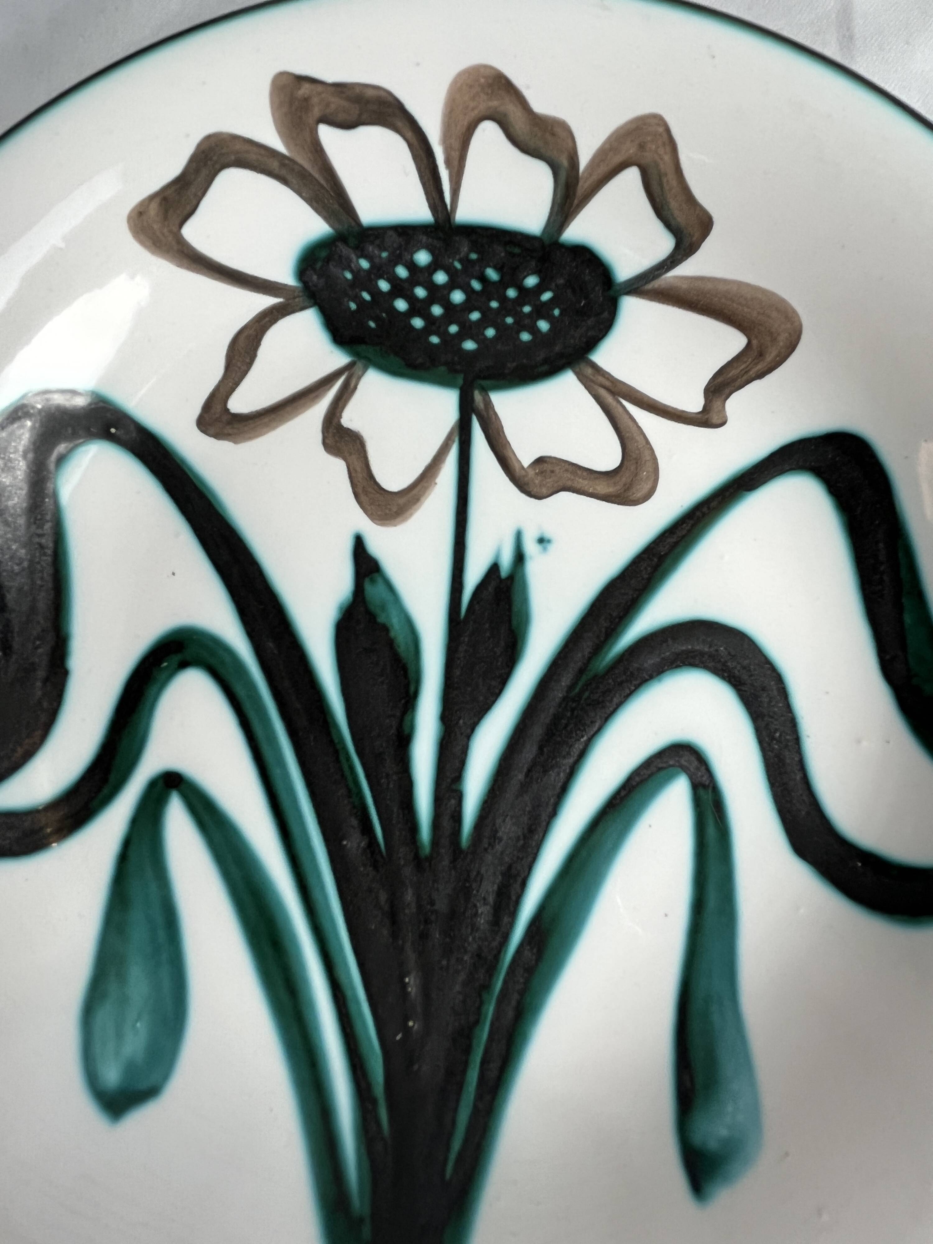 Picault, deep plate, polychrome earthenware with floral decoration, 20th century.