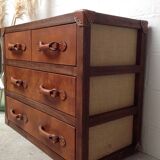 Commode  bois et cuir