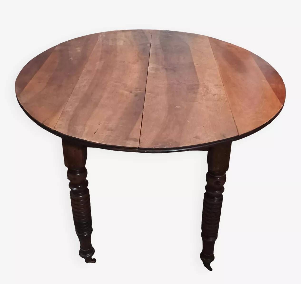 19th-century Louis Philippe walnut drop-leaf table.