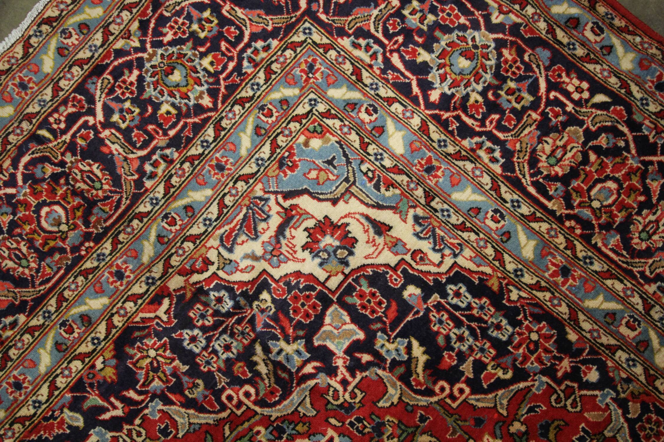 Vintage Persian Rug Handwoven Oriental Kashan Carpet- 362x244cm