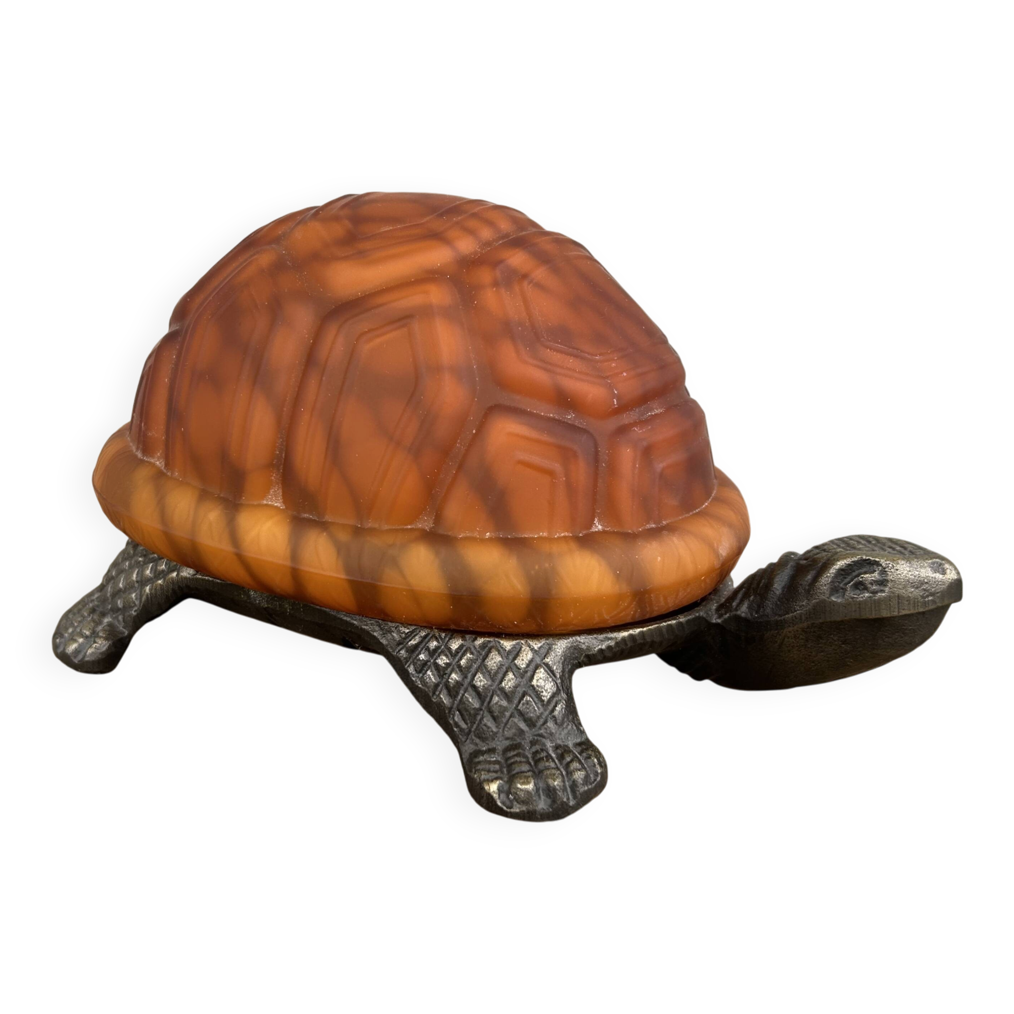 Lampe tortue bronze et pâte de verre