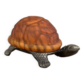 Bronze turtle lamp and glass paste