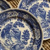 Service of 6 flat plates Villeroy - Boch model Burgenland blue/ white