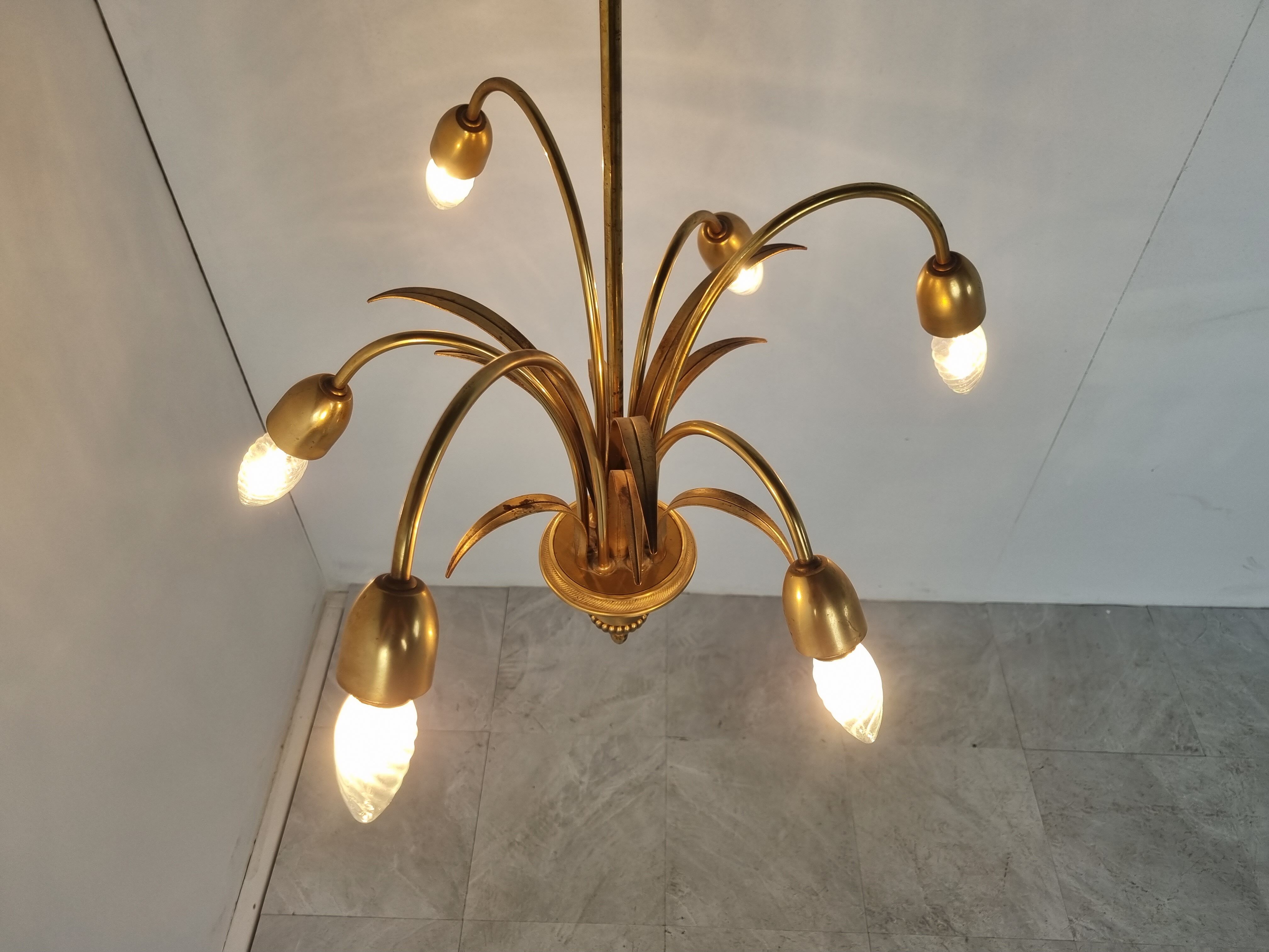 Brass pineapple chandelier, 1970s