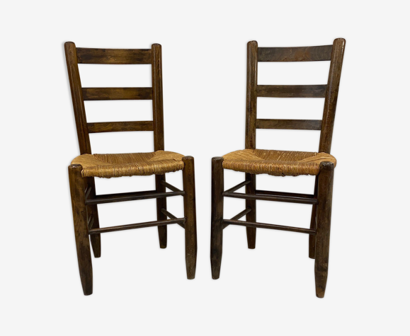 Paire de chaises paillées