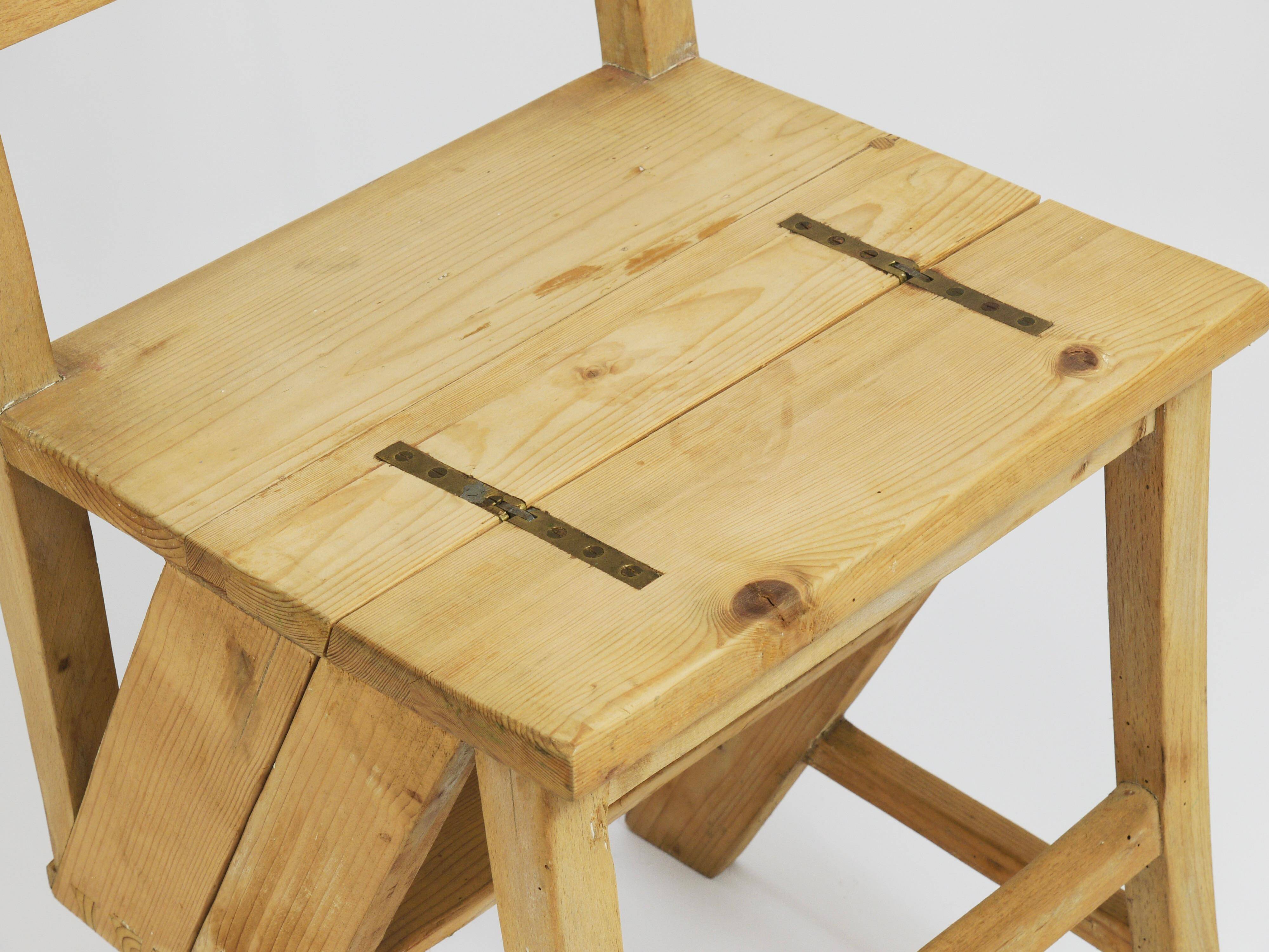 Folding metamorphic library ladder, Arts & Crafts, Vienna, 1900s