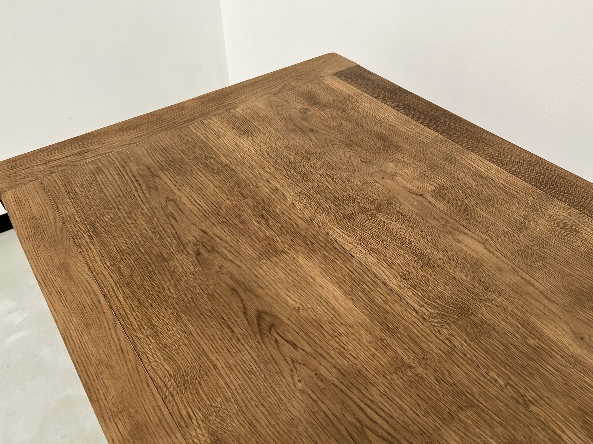 Large solid oak farm table with its extensions, 1950s