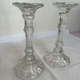 Pair of glass candle holders