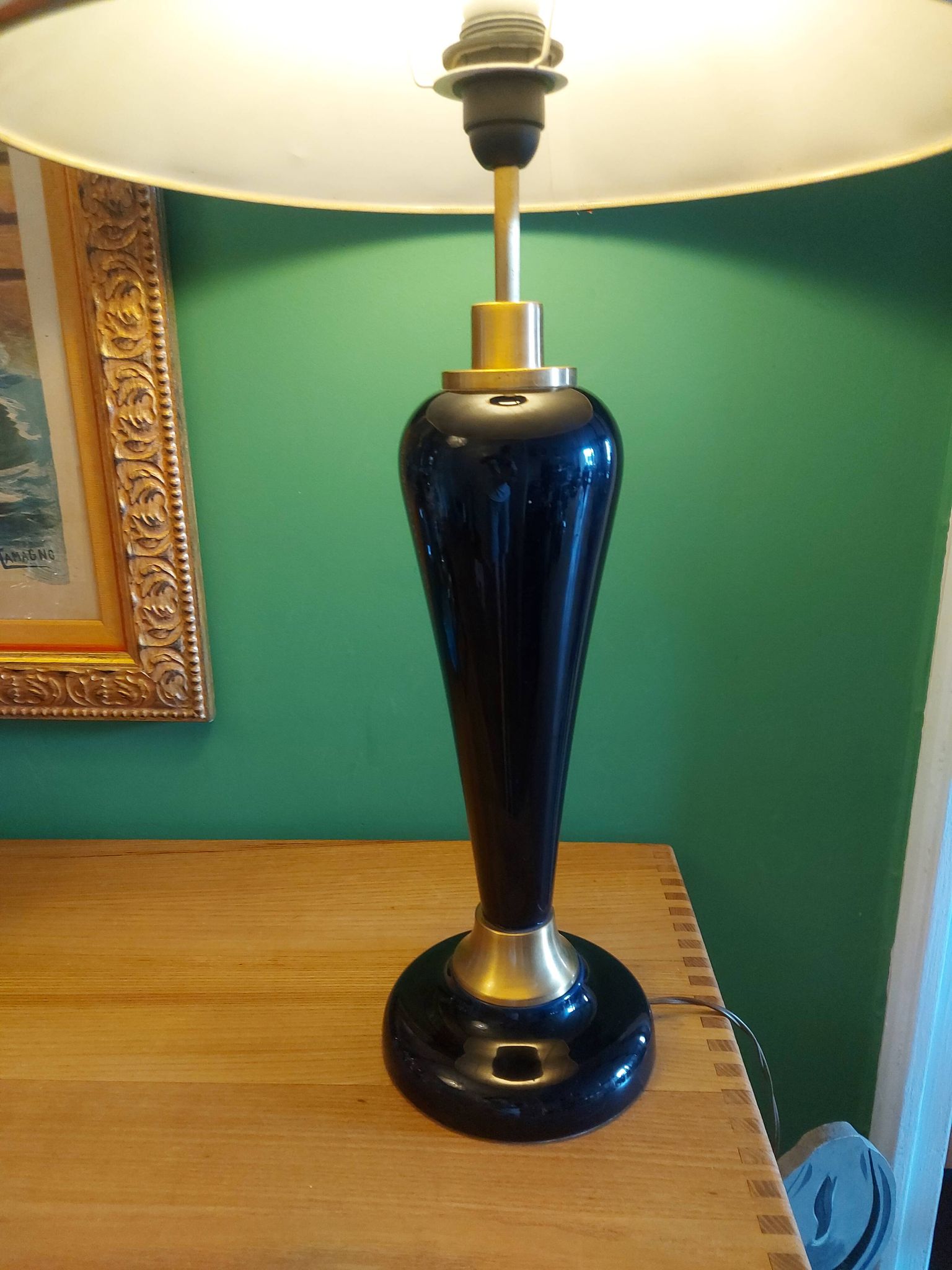 Large cobalt blue ceramic lamp stand