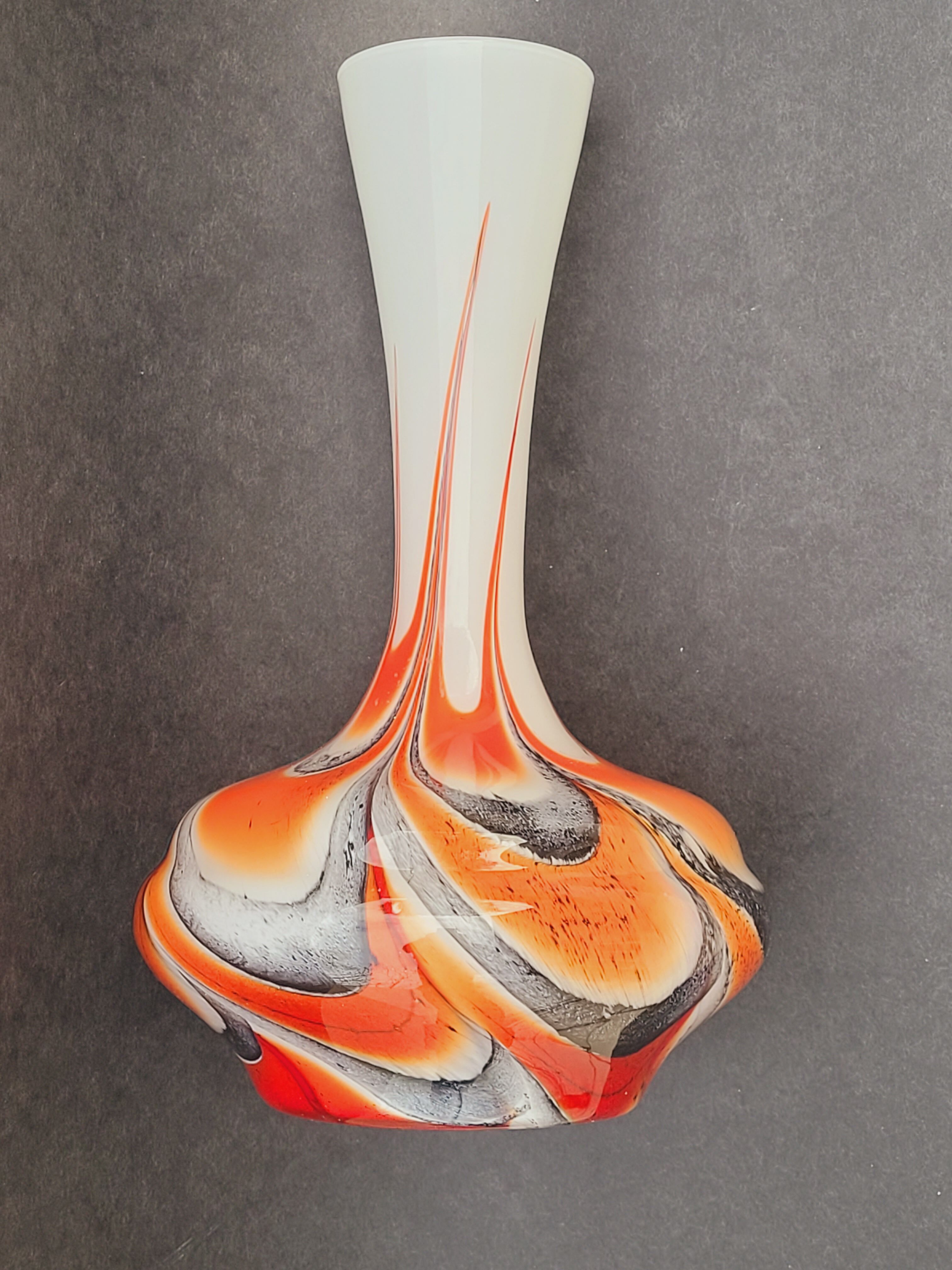 Vase Italy by Carlo Moretti 1970 opaline orange black
