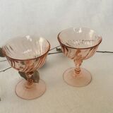 Set of 2 champagne glasses Luminarc Rosaline cocktail 70s