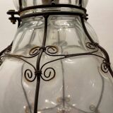 Large Murano Glass Wrought Iron Light Pendant 1950’s