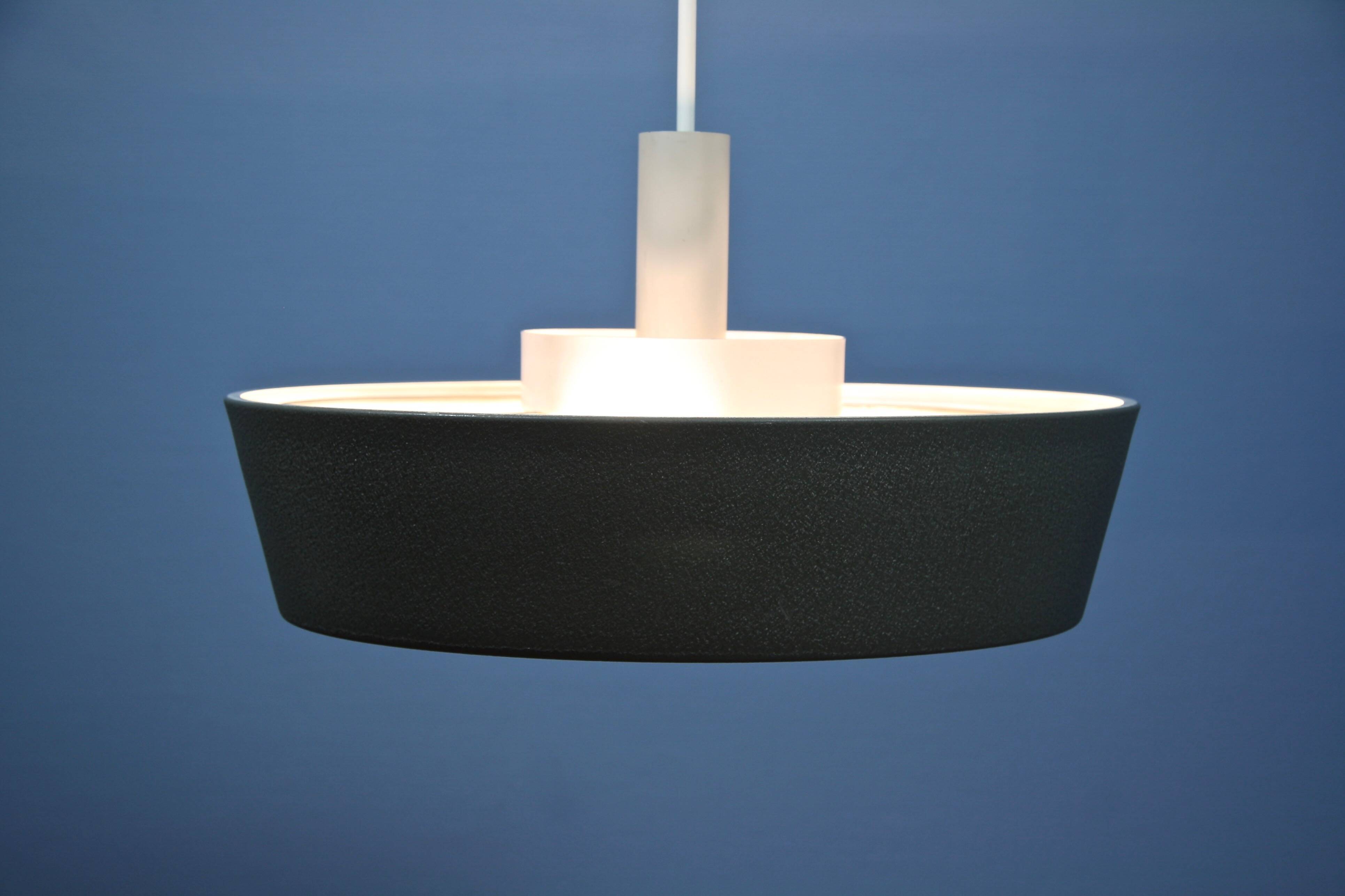 Dutch pendant light in black by Niek Hiemstra for Evolux, 1960s