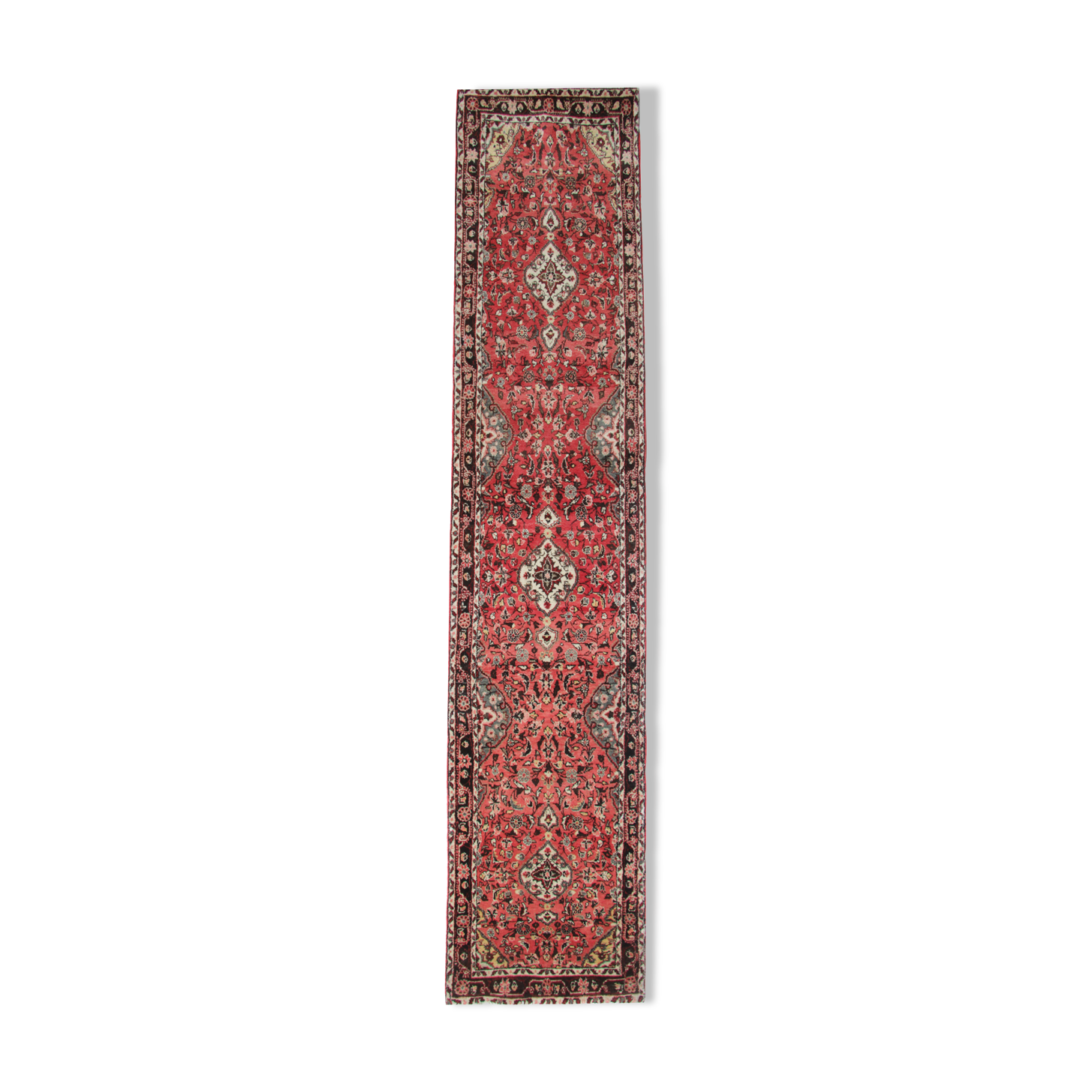Traditional persian runner rug long red wool oriental carpet-83x495cm