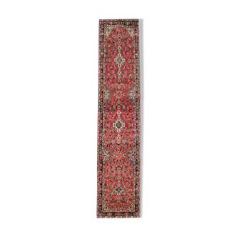 Traditional persian runner rug long red wool oriental carpet-83x495cm