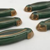 Set of 6 Poët-Laval Art Deco Enameled Ceramic Knife Holders