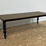 Table à manger classique en bois, pieds noirs, 12 couverts