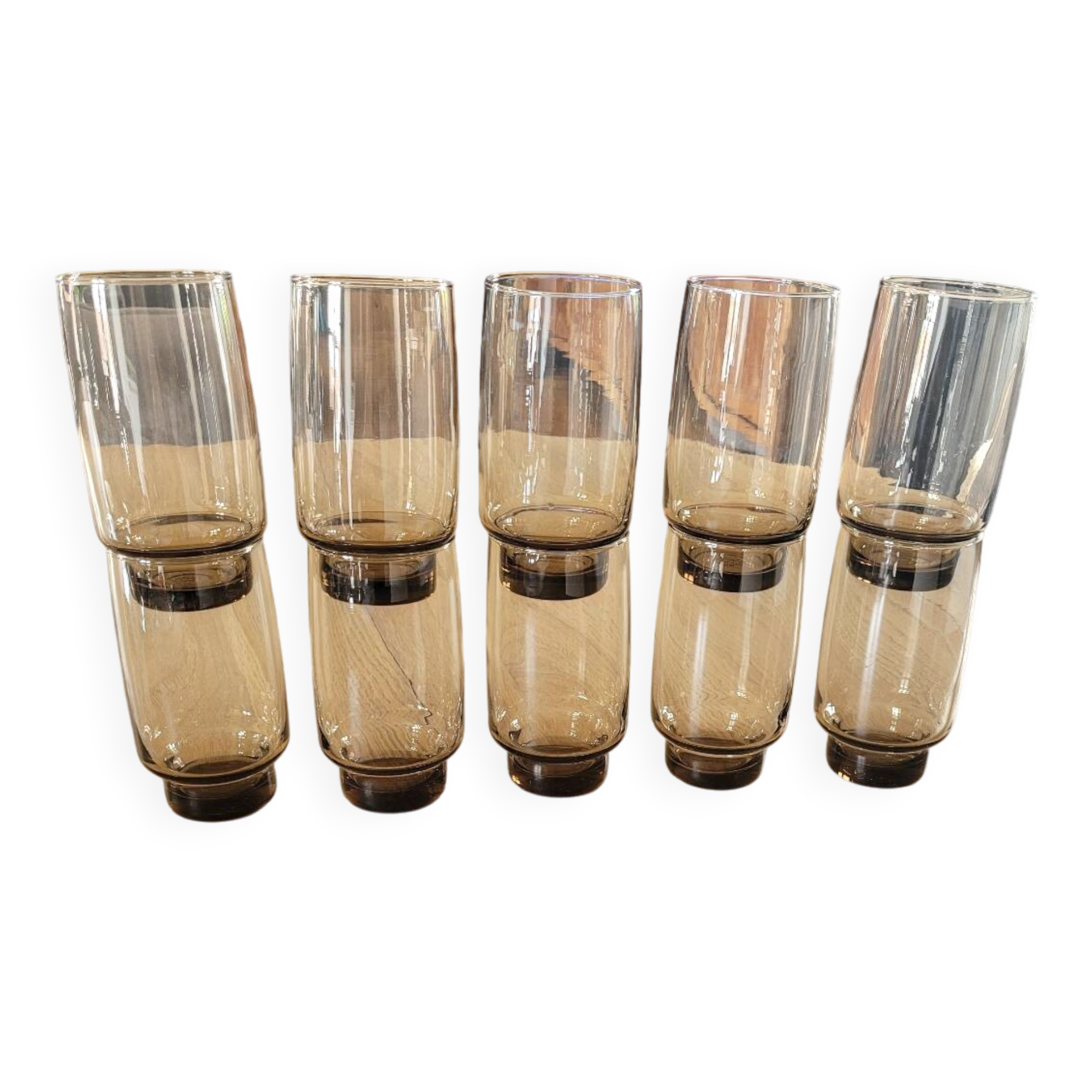 10 verres à eau en verre fumé BP