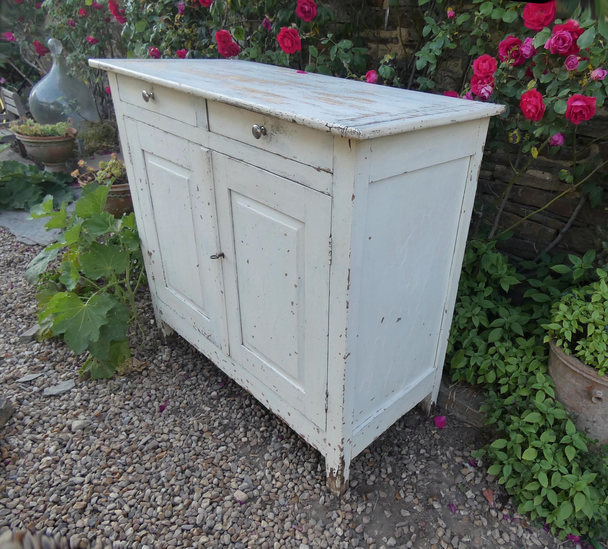 Old patinated wooden sideboard