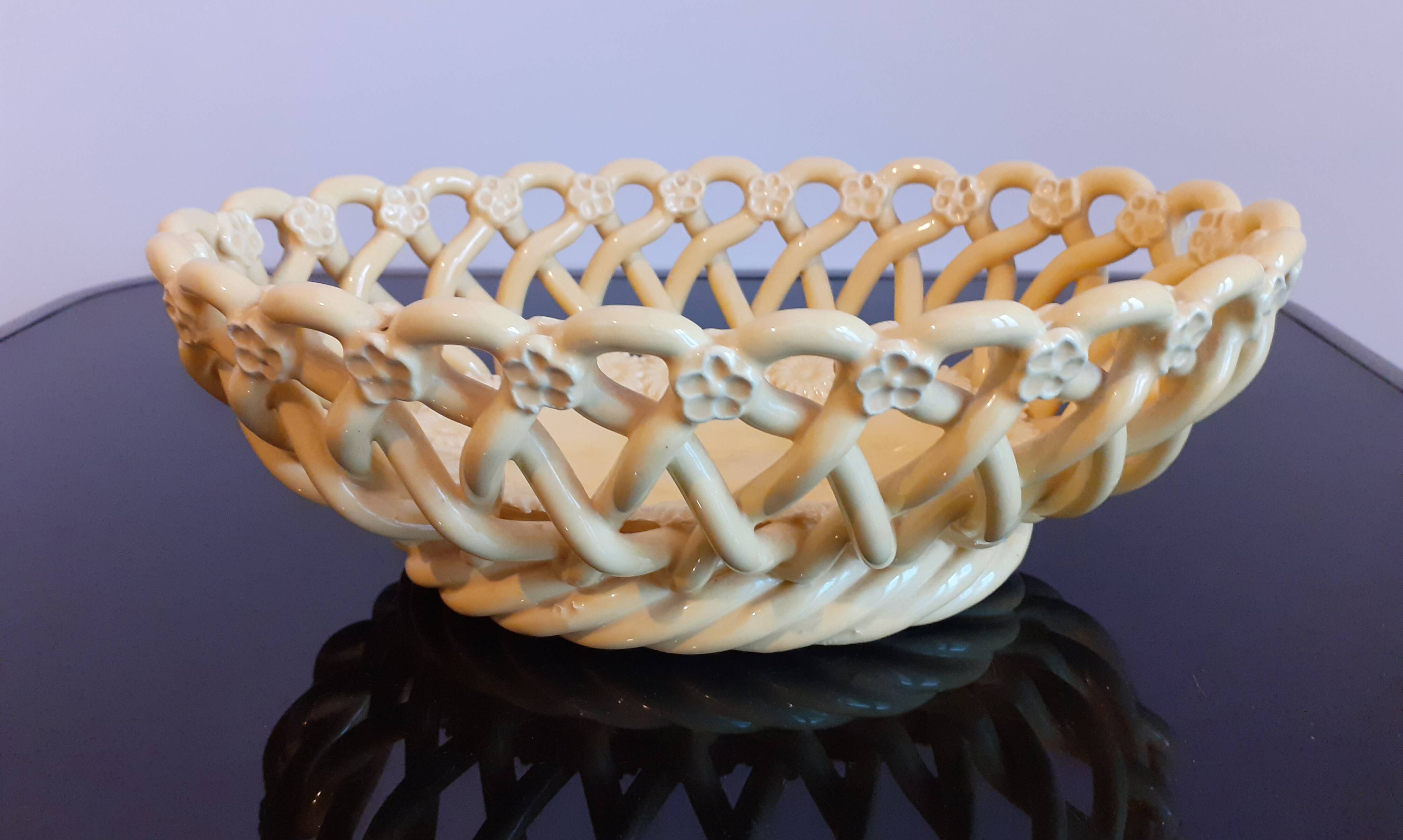 Pichon uzes bernard & véronique handmade / yellow ceramic woven basket