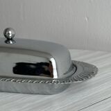 Metal butter dish with glass tray
