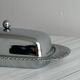 Metal butter dish with glass tray