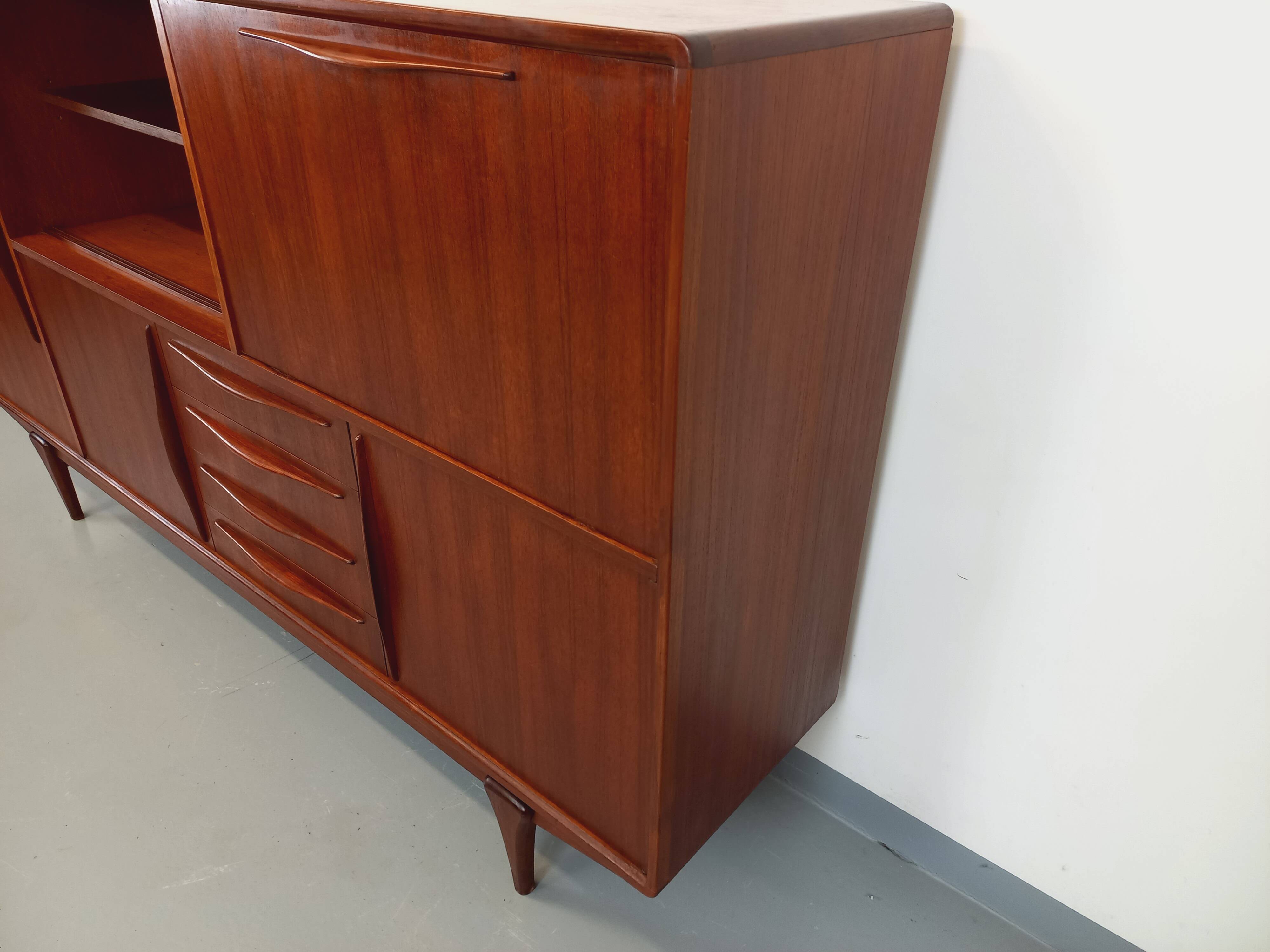 Vintage Scandinavian high sideboard in teak from the 50s and 60s