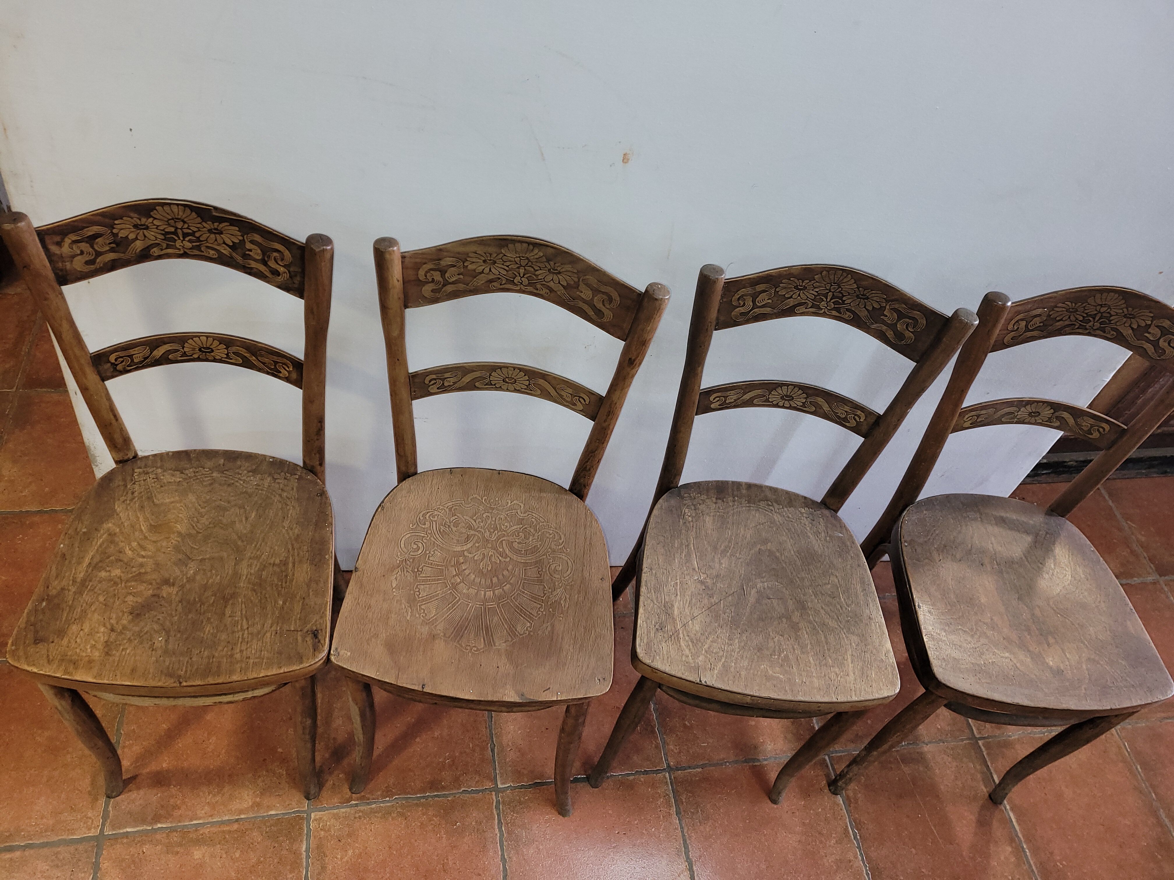 4 antique bistro chairs