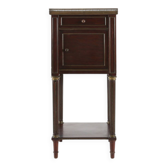 Table de chevet Empire française du 19e siècle en bois avec plateau en marbre