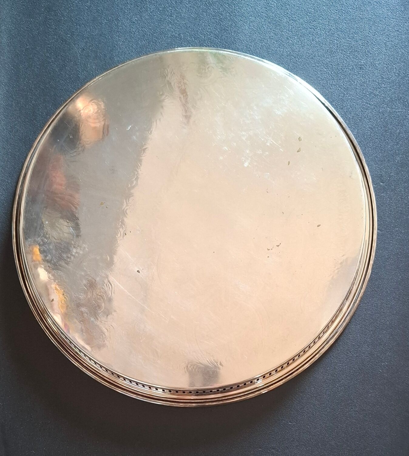 Silver-plated metal platter Christophle Fleuron France