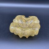 Empty pocket, Murano, Archimedes Seguso, yellow, gold, bubbled, stylized flower-forming, blown glass, Italy