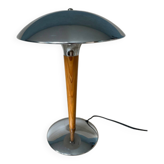 Lampe champignon vintage design années 70 en chrome et bois