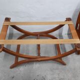 Wooden coffee table removable oval board nautical style